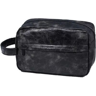 INF Reise-Kulturbeutel aus PU-Leder - Tragbare Waschtasche mit großem Fassungsvermögen für Damen und Herren Schwarz INF Reise-Kulturbeutel aus PU-Leder - Tragbare Waschtasche mit großem Fassungsvermögen für Damen und Herren Schwarz
