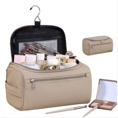 INF Hängende multifunktionale Kulturtasche — Tragbarer Polyester-Reise-Make-up-Organizer mit großem Fassungsvermögen, mehreren Khaki INF Hängende multifunktionale Kulturtasche — Tragbarer Polyester-Reise-Make-up-Organizer mit großem Fassungsvermögen, mehreren Khaki