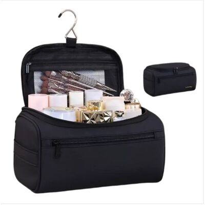 INF Hängende multifunktionale Kulturtasche — Tragbarer Polyester-Reise-Make-up-Organizer mit großem Fassungsvermögen, mehreren Schwarz INF Hängende multifunktionale Kulturtasche — Tragbarer Polyester-Reise-Make-up-Organizer mit großem Fassungsvermögen, mehreren Schwarz