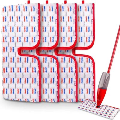 INF Microfaser-Mopp-Pads 4er-Set kompatibel mit Vileda Spray-Mopp und kompatibel mit O-Cedar ProMist MAX, Rot INF Microfaser-Mopp-Pads 4er-Set kompatibel mit Vileda Spray-Mopp und kompatibel mit O-Cedar ProMist MAX, Rot
