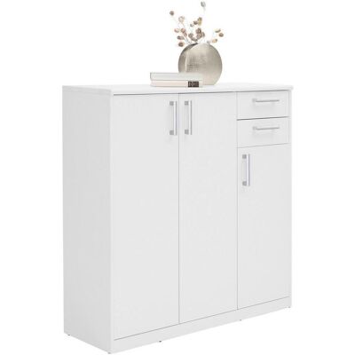 Xora Weiße Kommode - 3 Türen, 2 Schubladen, 106x110x36 cm Xora Weiße Kommode - 3 Türen, 2 Schubladen, 106x110x36 cm