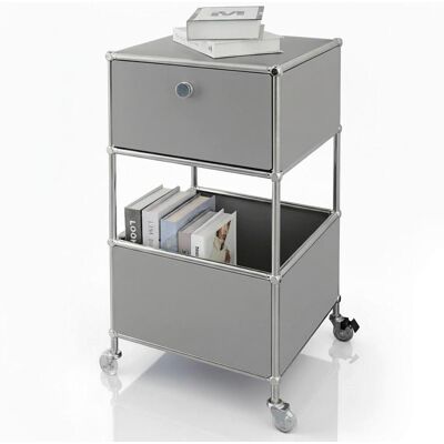 Floordirekt Regal Concept Epure Mk-139, Grau, Metall, 40x75x40 cm, stehend, Wohnzimmer, Regale, Bücherregale Floordirekt Regal Concept Epure Mk-139, Grau, Metall, 40x75x40 cm, stehend, Wohnzimmer, Regale, Bücherregale