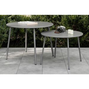 Ambia Garden Garten-Beistelltischset, Dunkelgrau, Metall, 2-teilig, rund, 50 cm, Balkonmöbel, Balkontische Ambia Garden Garten-Beistelltischset, Dunkelgrau, Metall, 2-teilig, rund, 50 cm, Balkonmöbel, Balkontische