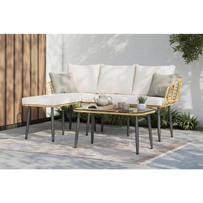 Ambia Garden Loungegarnitur, Natur, Beige, Kunststoff, Glas, Textil, Metall, 3-teilig, Füllung: Polyester,Schaumstoff, 187x67x65 cm, Loungemöbel, Gartenlounge-Sets Ambia Garden Loungegarnitur, Natur, Beige, Kunststoff, Glas, Textil, Metall, 3-teilig, Füllung: Polyester,Schaumstoff, 187x67x65 cm, Loungemöbel, Gartenlounge-Sets