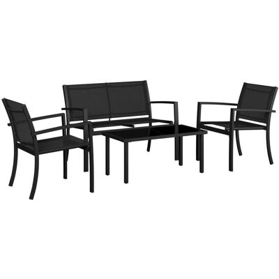 Ambia Garden Gartenset, Grau, Schwarz, Metall, Glas, Textil, 4-teilig, Tisch mit Glasplatte, Gartenmöbel, Gartenmöbel-Sets Ambia Garden Gartenset, Grau, Schwarz, Metall, Glas, Textil, 4-teilig, Tisch mit Glasplatte, Gartenmöbel, Gartenmöbel-Sets