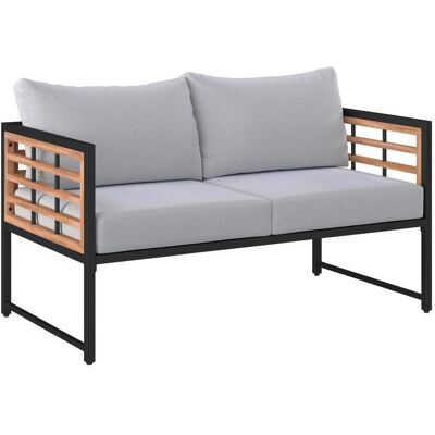 Ambia Garden Loungesofa, Natur, Schwarz, Holz, Metall, Textil, Akazie, vollmassiv, 125x67.5x63.5 cm, Loungemöbel, Outdoorsofas Ambia Garden Loungesofa, Natur, Schwarz, Holz, Metall, Textil, Akazie, vollmassiv, 125x67.5x63.5 cm, Loungemöbel, Outdoorsofas