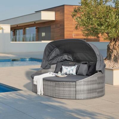 Ambia Garden Sonneninsel, Grau, Metall, Kunststoff, Füllung: Komfortschaum, 230x145x140 cm, wetterfest, verstellbares Dach, Loungemöbel, Sonneninseln Ambia Garden Sonneninsel, Grau, Metall, Kunststoff, Füllung: Komfortschaum, 230x145x140 cm, wetterfest, verstellbares Dach, Loungemöbel, Sonneninseln