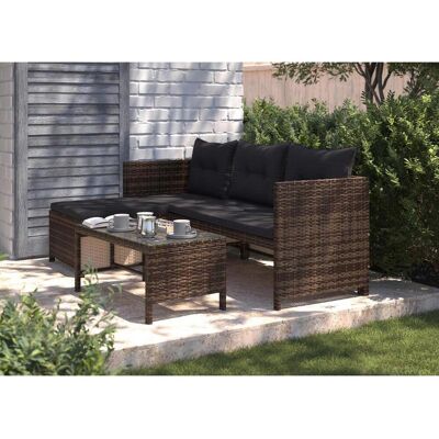Ambia Garden Loungegarnitur, Dunkelbraun, Metall, Kunststoff, Glas, seitenverkehrt montierbar, 179x120 cm, wetterfest, Tisch mit Glasplatte, Loungemöbel, Gartenlounge-Sets Ambia Garden Loungegarnitur, Dunkelbraun, Metall, Kunststoff, Glas, seitenverkehrt montierbar, 179x120 cm, wetterfest, Tisch mit Glasplatte, Loungemöbel, Gartenlounge-Sets