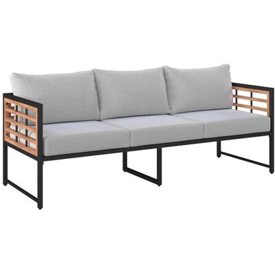 Ambia Garden Loungesofa, Natur, Schwarz, Holz, Metall, Textil, Akazie, vollmassiv, 185x67.5x63.5 cm, Loungemöbel, Outdoorsofas Ambia Garden Loungesofa, Natur, Schwarz, Holz, Metall, Textil, Akazie, vollmassiv, 185x67.5x63.5 cm, Loungemöbel, Outdoorsofas