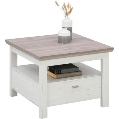 Hom`in Aurelio Beistelltisch - Rustikaler Stil, 65x65cm, Grau/Weiß Hom`in Aurelio Beistelltisch - Rustikaler Stil, 65x65cm, Grau/Weiß
