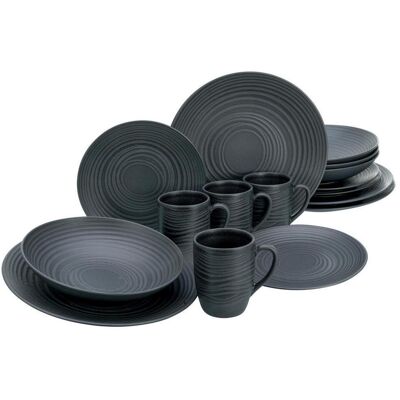 CREATABLE Lava Stone 16-tlg. Geschirr-Set für 4 Personen - Schwarz, Modern CREATABLE Lava Stone 16-tlg. Geschirr-Set für 4 Personen - Schwarz, Modern