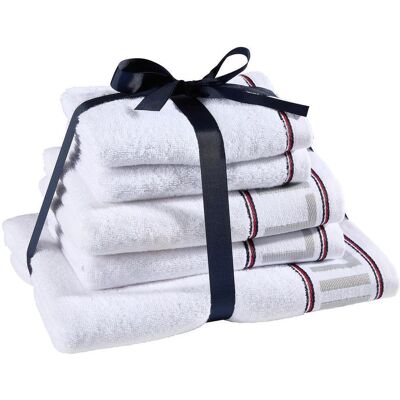 Tommy Hilfiger Frottierset Degree, Weiß, Textil, 5-teilig, Uni, Badtextilien, Handtuch-Sets Tommy Hilfiger Frottierset Degree, Weiß, Textil, 5-teilig, Uni, Badtextilien, Handtuch-Sets