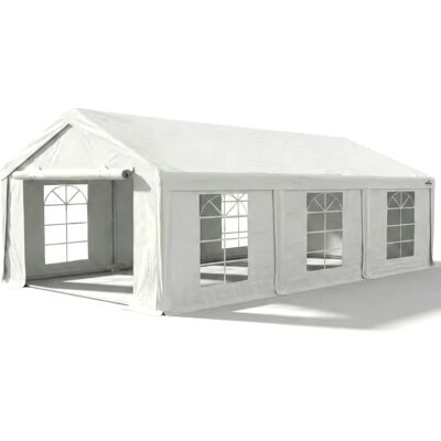 BRIMO Garten-Partyzelt 5x6 m PVC (500 g/m²) – Weiß, komplett mit Seitenwänden - - 50% PVC, 50% Stahl BRIMO Garten-Partyzelt 5x6 m PVC (500 g/m²) – Weiß, komplett mit Seitenwänden - - 50% PVC, 50% Stahl