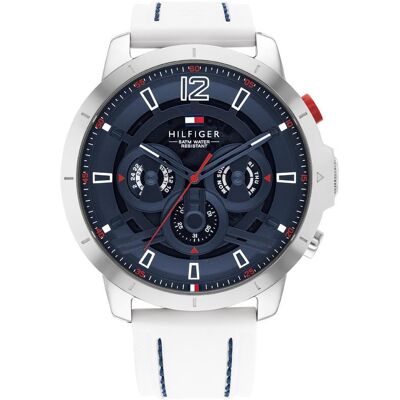 Tommy Hilfiger Quarzuhr Luca für Herren aus Edelstahl, Silikonarmband weiß Tommy Hilfiger Quarzuhr Luca für Herren aus Edelstahl, Silikonarmband weiß