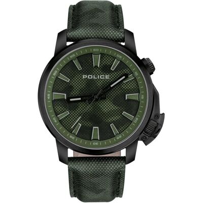 Police Herrenuhr Kavalan mit Lederband, khaki grün Police Herrenuhr Kavalan mit Lederband, khaki grün