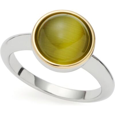 Leonardo Ring Annika aus Edelstahl mit Catseye-Cabochon silber-gold Leonardo Ring Annika aus Edelstahl mit Catseye-Cabochon silber-gold