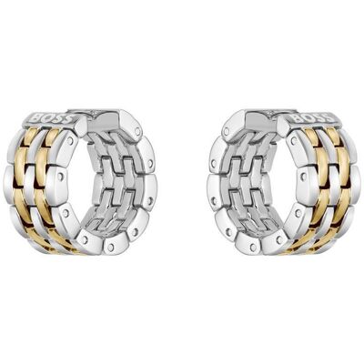 Boss Isla Creolen für Damen aus Edelstahl, bicolor silber-gold Boss Isla Creolen für Damen aus Edelstahl, bicolor silber-gold