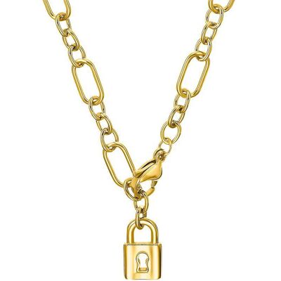 s.Oliver Figaro Damenkette aus Edelstahl mit Schloss, IP Gold gold s.Oliver Figaro Damenkette aus Edelstahl mit Schloss, IP Gold gold
