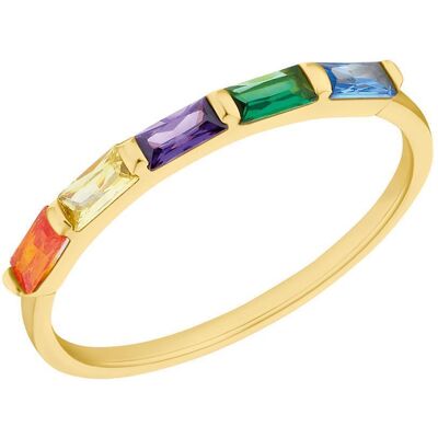 s.Oliver Damen Ring aus 925er Silber, IP Gold, bunte Zirkonia s.Oliver Damen Ring aus 925er Silber, IP Gold, bunte Zirkonia