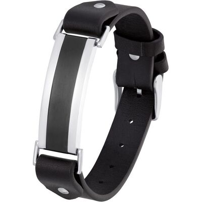 s.Oliver Lederarmband mit Ident-Platte aus Edelstahl mit Achat schwarz s.Oliver Lederarmband mit Ident-Platte aus Edelstahl mit Achat schwarz