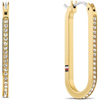 Tommy Hilfiger Damen Creolen aus vergoldetem Edelstahl mit Kristallen gold Tommy Hilfiger Damen Creolen aus vergoldetem Edelstahl mit Kristallen gold