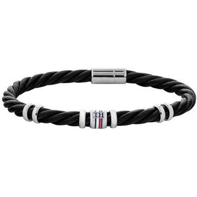 Tommy Hilfiger Armband Casual für Herren aus schwarzem Leder schwarz Tommy Hilfiger Armband Casual für Herren aus schwarzem Leder schwarz