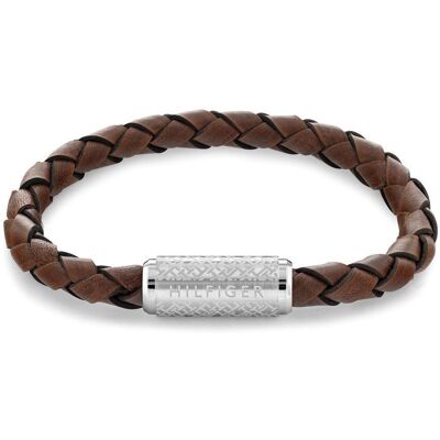 Tommy Hilfiger Armband für Herren aus hellbraunem Leder und Edelstahl braun Tommy Hilfiger Armband für Herren aus hellbraunem Leder und Edelstahl braun