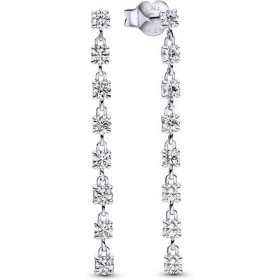 Pandora Hängende Ohrstecker für Damen, 925er Silber, Zirkonia silber Pandora Hängende Ohrstecker für Damen, 925er Silber, Zirkonia silber