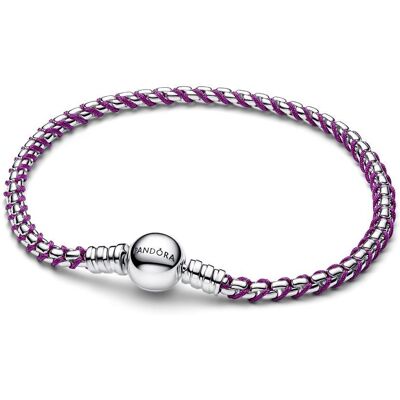 Pandora Armband für Damen mit lila Kordel aus Sterlingsilber silber Pandora Armband für Damen mit lila Kordel aus Sterlingsilber silber