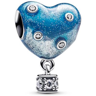 PANDORA Moments Heißluftballon Herz Slide-Charm, Sterlingsilber blau PANDORA Moments Heißluftballon Herz Slide-Charm, Sterlingsilber blau