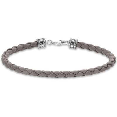 Thomas Sabo Graues Lederarmband mit Sterlingsilber grau Thomas Sabo Graues Lederarmband mit Sterlingsilber grau