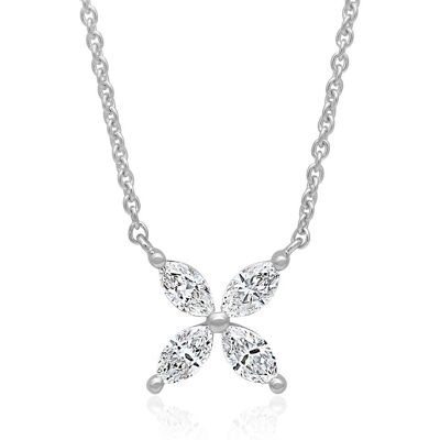 Brilladia 585er Weißgold Kette Blüte mit Diamanten silber Brilladia 585er Weißgold Kette Blüte mit Diamanten silber