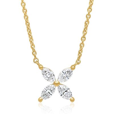 Brilladia Damenkette Blüte aus 585er Gold mit Diamanten silber Brilladia Damenkette Blüte aus 585er Gold mit Diamanten silber