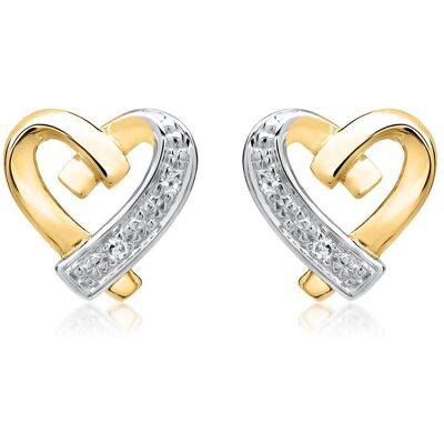 Unique 585er Gelbgold-Ohrringe Herz 4 Diamanten silber-gold Unique 585er Gelbgold-Ohrringe Herz 4 Diamanten silber-gold