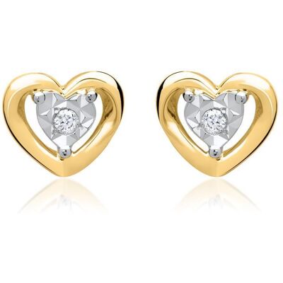 Unique 585er Gelbgold-Ohrringe Herz 2 Diamanten gold Unique 585er Gelbgold-Ohrringe Herz 2 Diamanten gold
