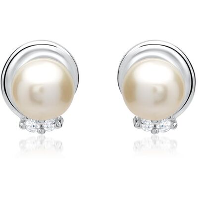 Unique 585er Weißgold-Ohrringe Perle 4 Diamanten silber Unique 585er Weißgold-Ohrringe Perle 4 Diamanten silber