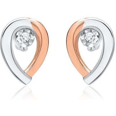 Unique 585er Weißgold-Ohrringe 2 Diamanten 0,016 ct. silber-rosé Unique 585er Weißgold-Ohrringe 2 Diamanten 0,016 ct. silber-rosé