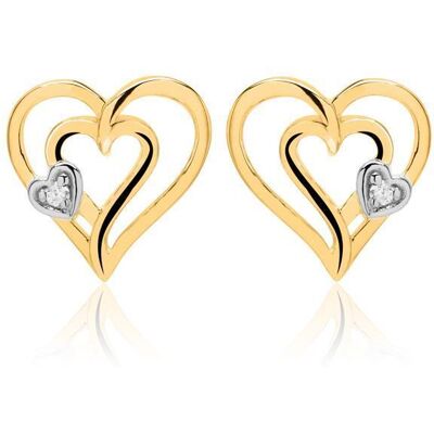 Unique Herzohrstecker aus 585er Gold mit Diamanten gold Unique Herzohrstecker aus 585er Gold mit Diamanten gold