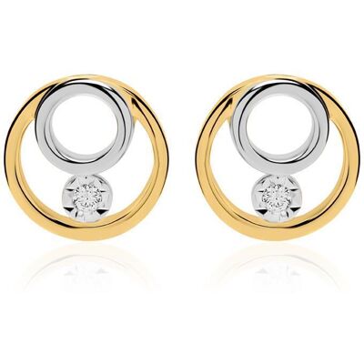 Unique Kreisohrstecker aus 585er Gold mit Brillanten silber-gold Unique Kreisohrstecker aus 585er Gold mit Brillanten silber-gold