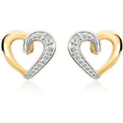 Unique Ohrstecker Herzen aus 585er Gold mit Diamanten silber-gold Unique Ohrstecker Herzen aus 585er Gold mit Diamanten silber-gold