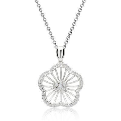 Unique Collier Anhänger blütenförmig Diamanten 0,107 ct silber Unique Collier Anhänger blütenförmig Diamanten 0,107 ct silber