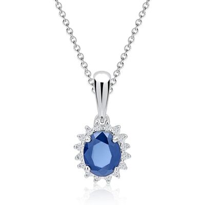 Unique Collier mit Saphir und Diamanten 0,567 ct gesamt silber Unique Collier mit Saphir und Diamanten 0,567 ct gesamt silber