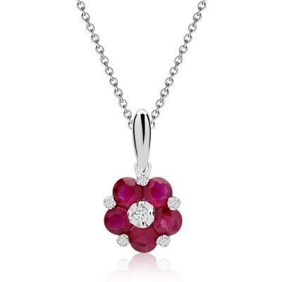 Unique Blüten-Collier Rubine Diamanten 0,595 ct gesamt silber Unique Blüten-Collier Rubine Diamanten 0,595 ct gesamt silber