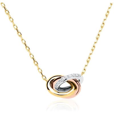Unique Kette mit Anhänger tricolor aus 14K Gold mit Diamanten tricolor Unique Kette mit Anhänger tricolor aus 14K Gold mit Diamanten tricolor