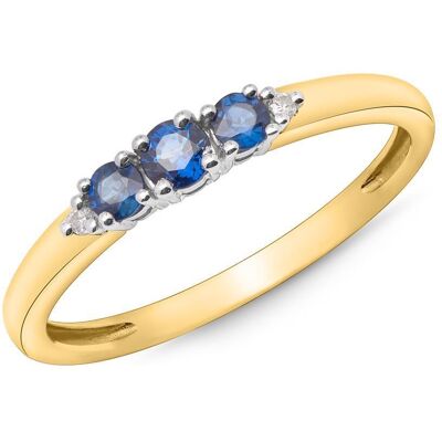Unique 585er Gold-Ring 3 Saphire 0,377 ct. 2 Diamanten Unique 585er Gold-Ring 3 Saphire 0,377 ct. 2 Diamanten