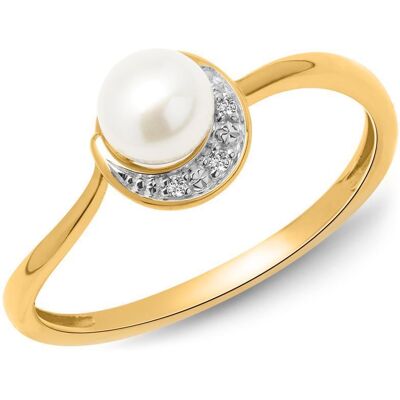 Unique 585er Gelbgold-Ring Perle 3 Diamanten 0,014 ct. Unique 585er Gelbgold-Ring Perle 3 Diamanten 0,014 ct.