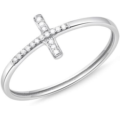 Unique 585er Weißgold Ring Kreuz 17 Diamanten Unique 585er Weißgold Ring Kreuz 17 Diamanten