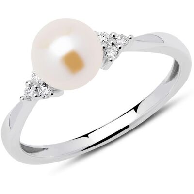 Unique 585er Weißgold Ring Diamanten Süßwasserperle silber Unique 585er Weißgold Ring Diamanten Süßwasserperle silber
