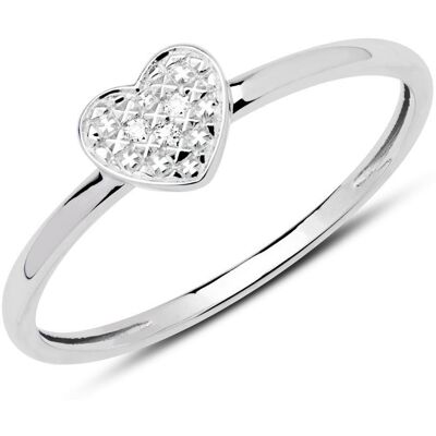 Unique 585er Weißgold Ring Herz mit 3 Diamanten silber Unique 585er Weißgold Ring Herz mit 3 Diamanten silber