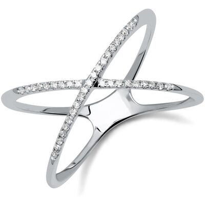 Unique X-Ring aus 585er Weißgold mit Diamanten silber Unique X-Ring aus 585er Weißgold mit Diamanten silber